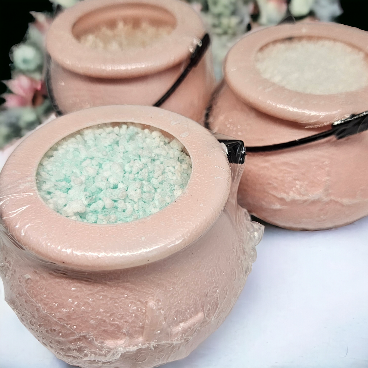 set of 3 foaming bath salts cauldrons 120g