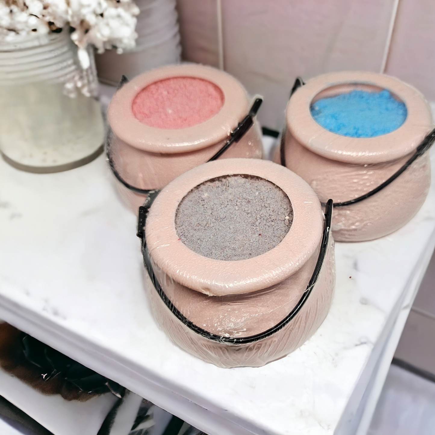 Set of 3 bath dust cauldrons 120g each